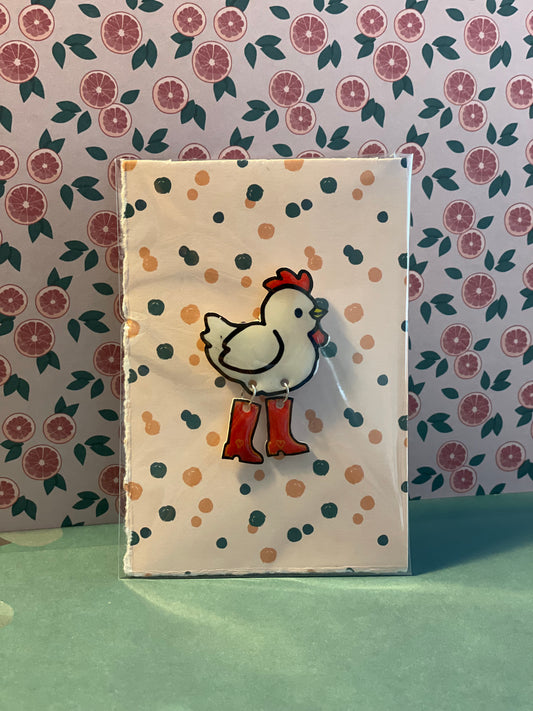 Pin Chicken With Boots (boots in different colours!)